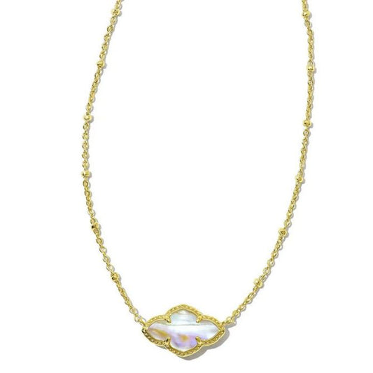 BOUTIQUE KENDRA SCOTT ABBIE GOLD PENDANT NECKLACE IRIDESCENT ABALONE