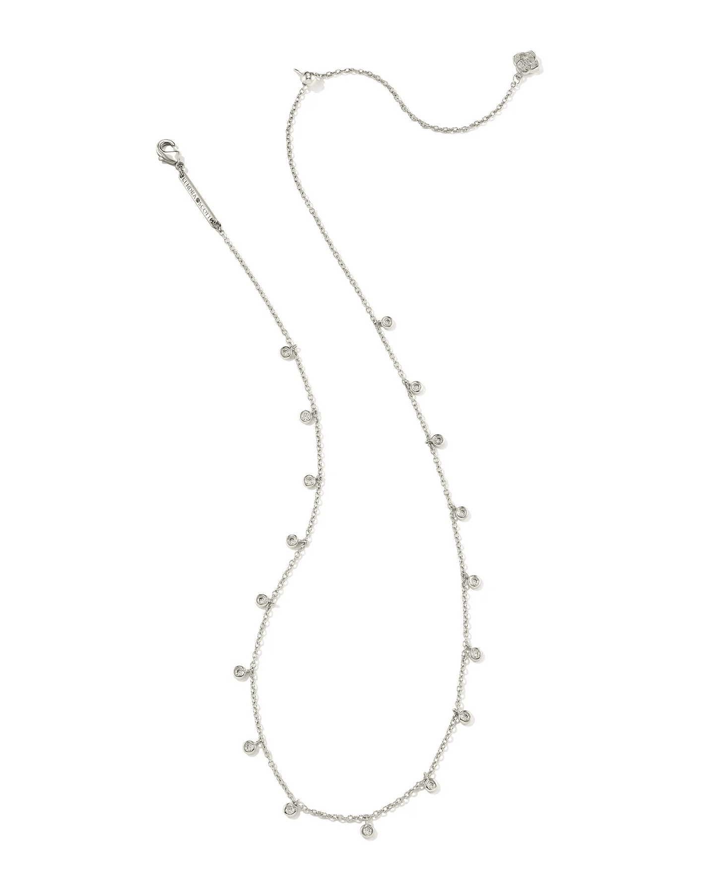 BOUTIQUE KENDRA SCOTT AMELIA CHAIN NECKLACE SILVER WHITE CRYSTAL