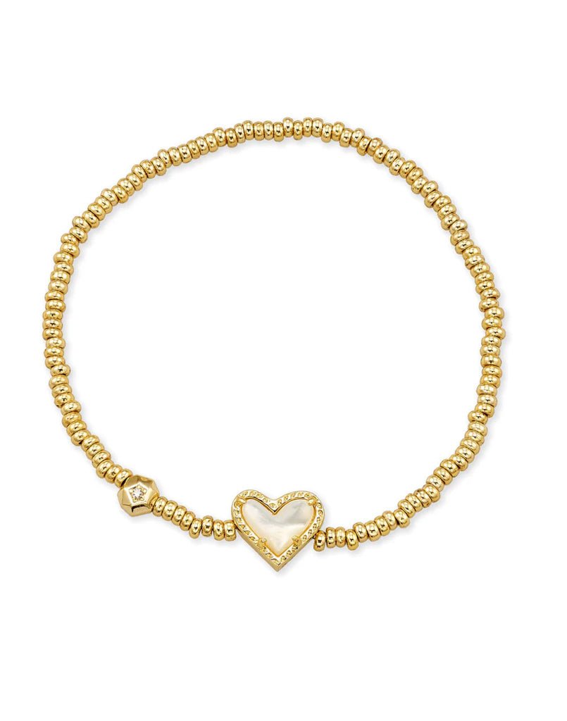 BOUTIQUE KENDRA SCOTT ARI HEART GOLD STRETCH BRACELET IVORY MOTHER OF PEARL