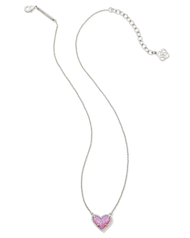 BOUTIQUE KENDRA SCOTT ARI SILVER HEART SHORT PENDANT NECKLACE BUBBLEGUM PINK KYOCERA OPAL 2