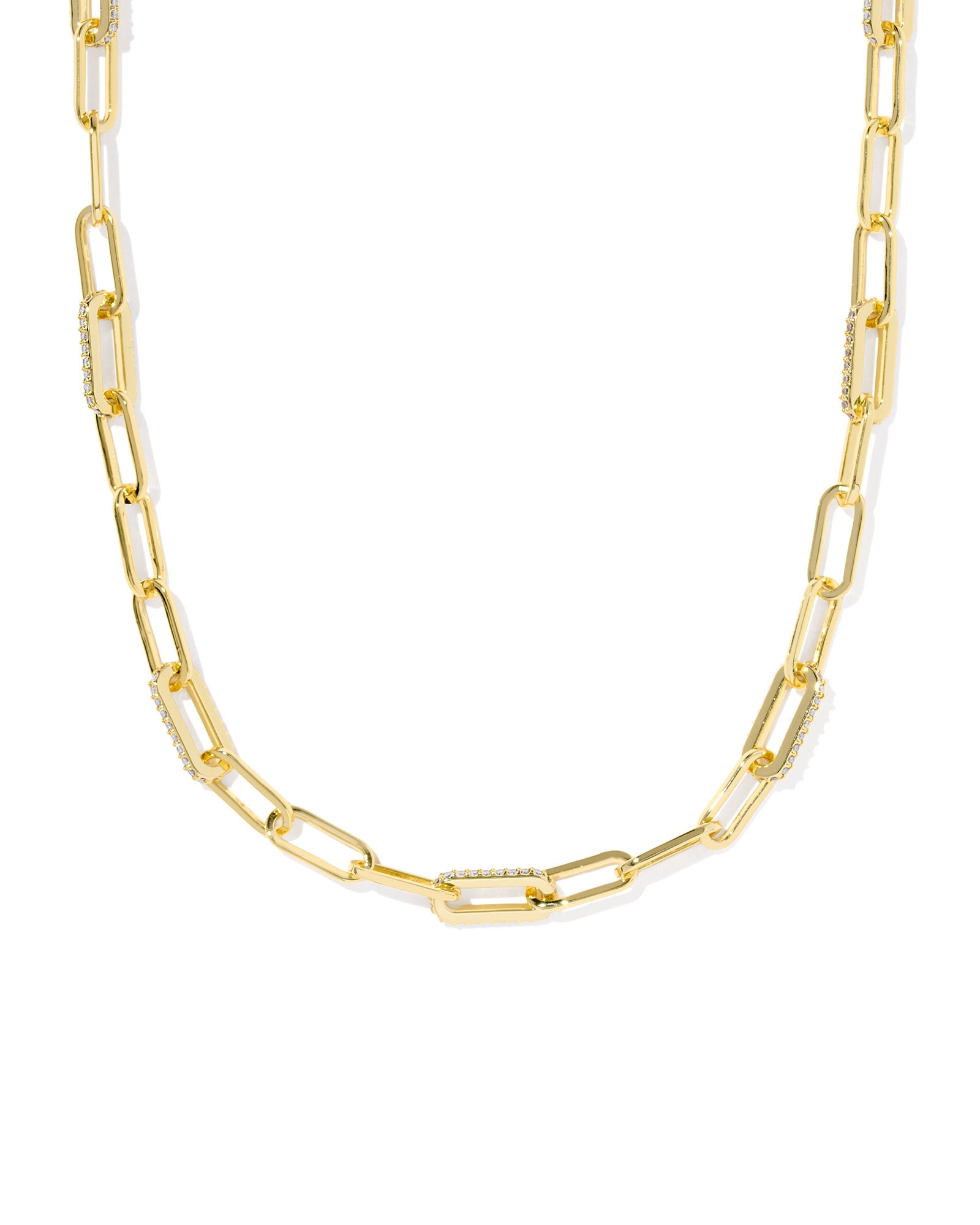 BOUTIQUE KENDRA SCOTT BELLA GOLD CHAIN NECKLACE IN WHITE CRYSTAL