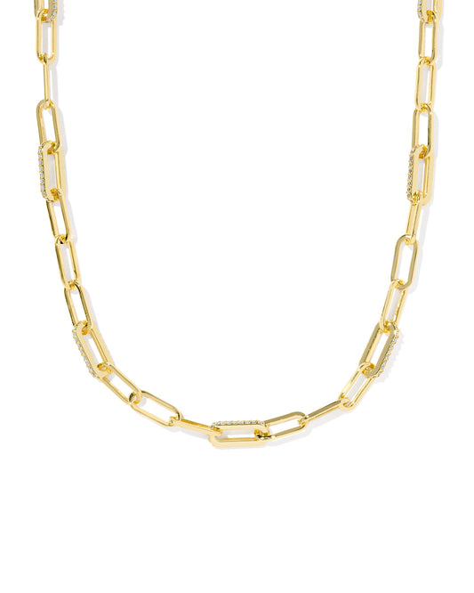 BOUTIQUE KENDRA SCOTT BELLA GOLD CHAIN NECKLACE IN WHITE CRYSTAL