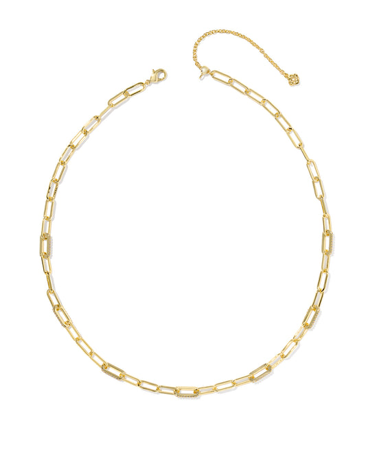 BOUTIQUE KENDRA SCOTT BELLA GOLD CHAIN NECKLACE IN WHITE CRYSTAL 2