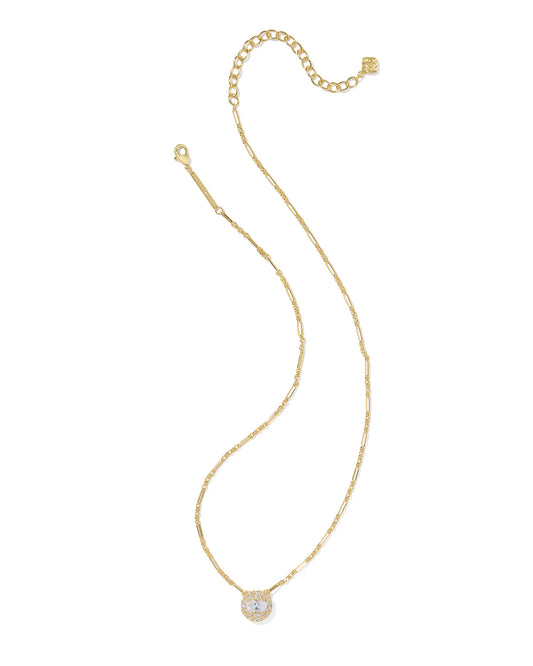 BOUTIQUE KENDRA SCOTT BELLA GOLD SHORT PENDANT NECKLACE IN WHITE CRYSTAL 2