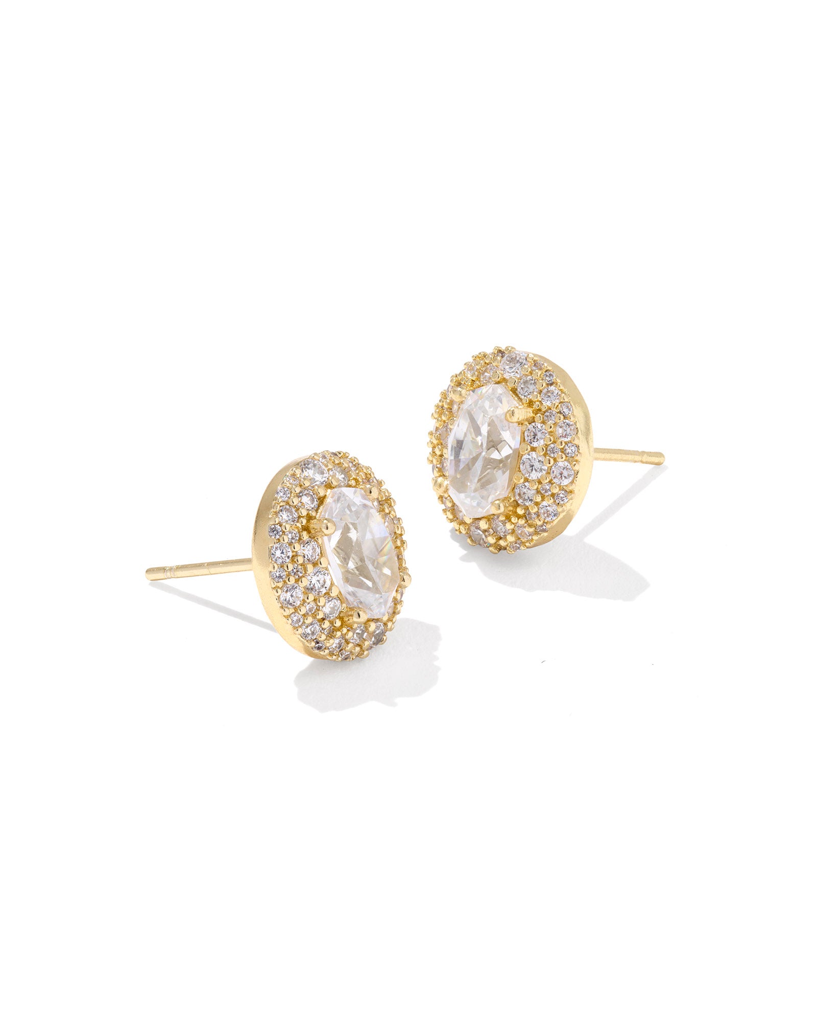 BOUTIQUE KENDRA SCOTT BELLA GOLD  STUD EARRINGS IN WHITE CRYSTAL