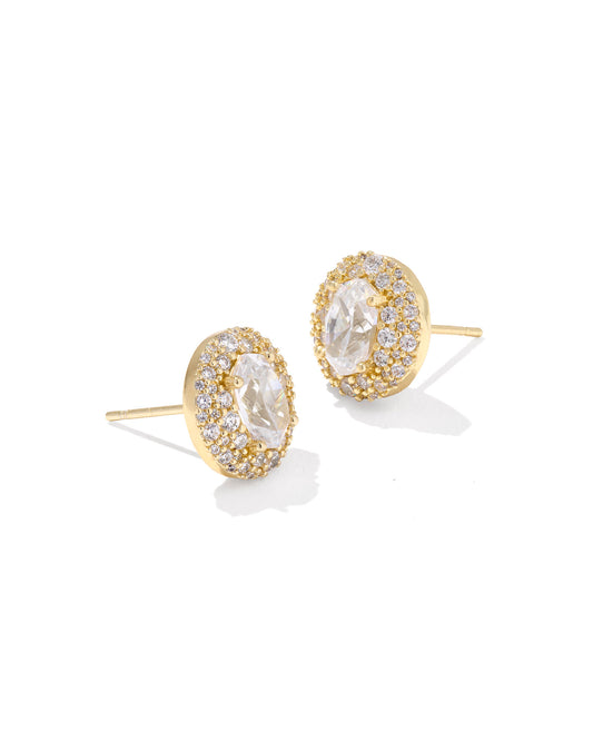 BOUTIQUE KENDRA SCOTT BELLA GOLD  STUD EARRINGS IN WHITE CRYSTAL