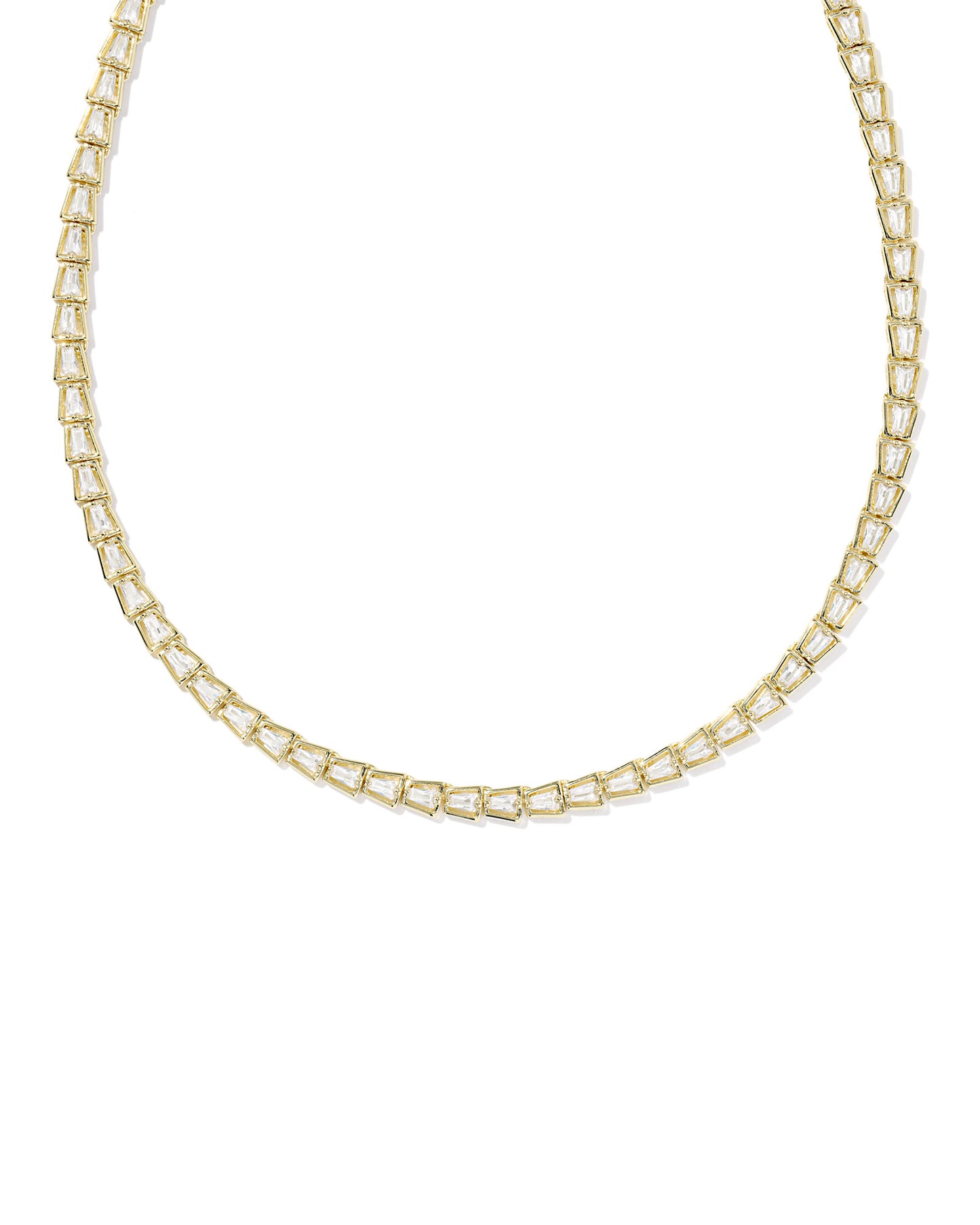 BOUTIQUE KENDRA SCOTT BELLA GOLD TENNIS NECKLACE IN WHITE CRYSTAL