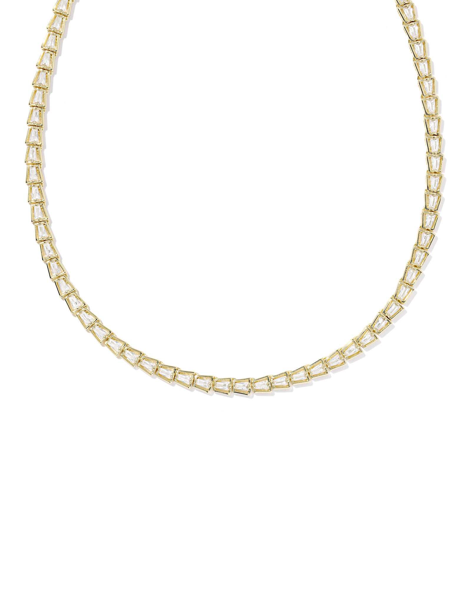 BOUTIQUE KENDRA SCOTT BELLA GOLD TENNIS NECKLACE IN WHITE CRYSTAL