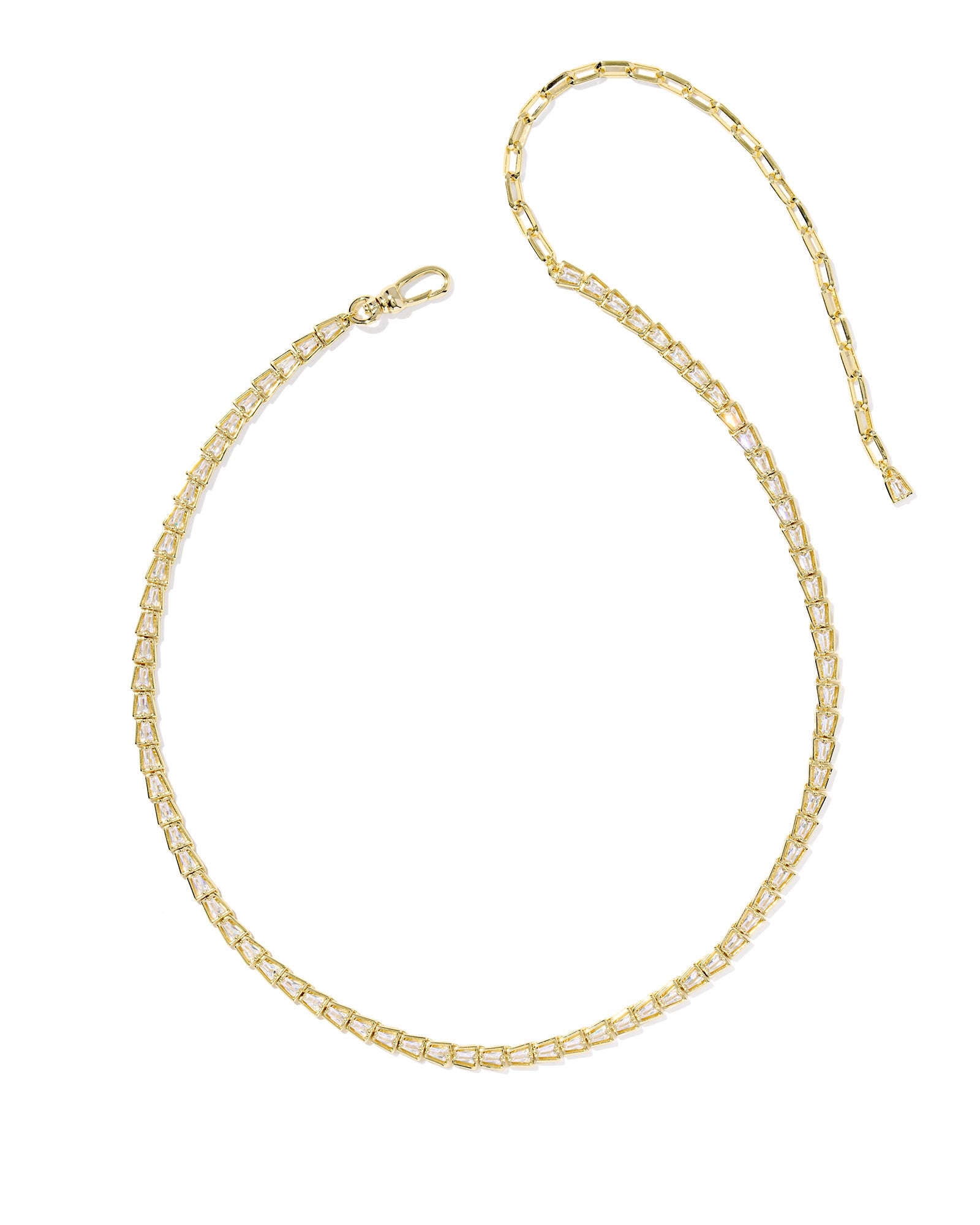 BOUTIQUE KENDRA SCOTT BELLA GOLD TENNIS NECKLACE IN WHITE CRYSTAL 2