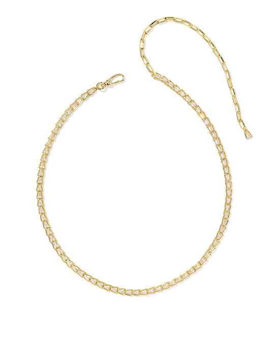 BOUTIQUE KENDRA SCOTT BELLA GOLD TENNIS NECKLACE IN WHITE CRYSTAL 2