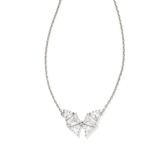 BOUTIQUE KENDRA SCOTT BLAIR BUTTERFLY PENDANT NECKLACE SILVER WHITE CRYSTAL