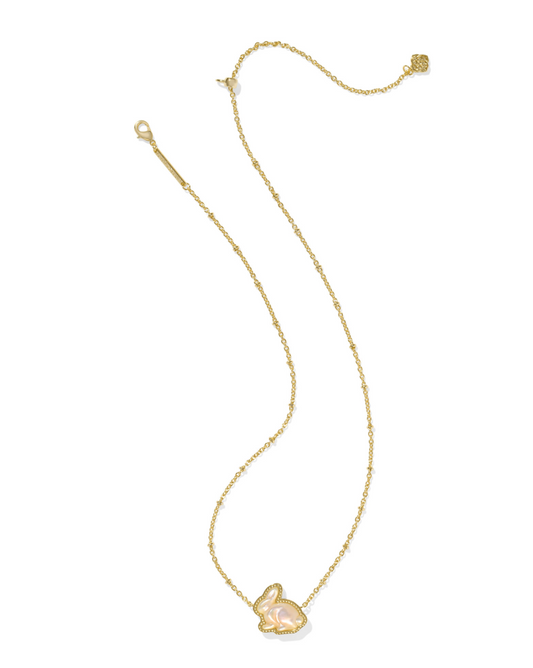 BOUTIQUE KENDRA SCOTT BUNNY SHORT GOLD PENDANT NECKLACE TAUPE MOTHER OF PEARL 2