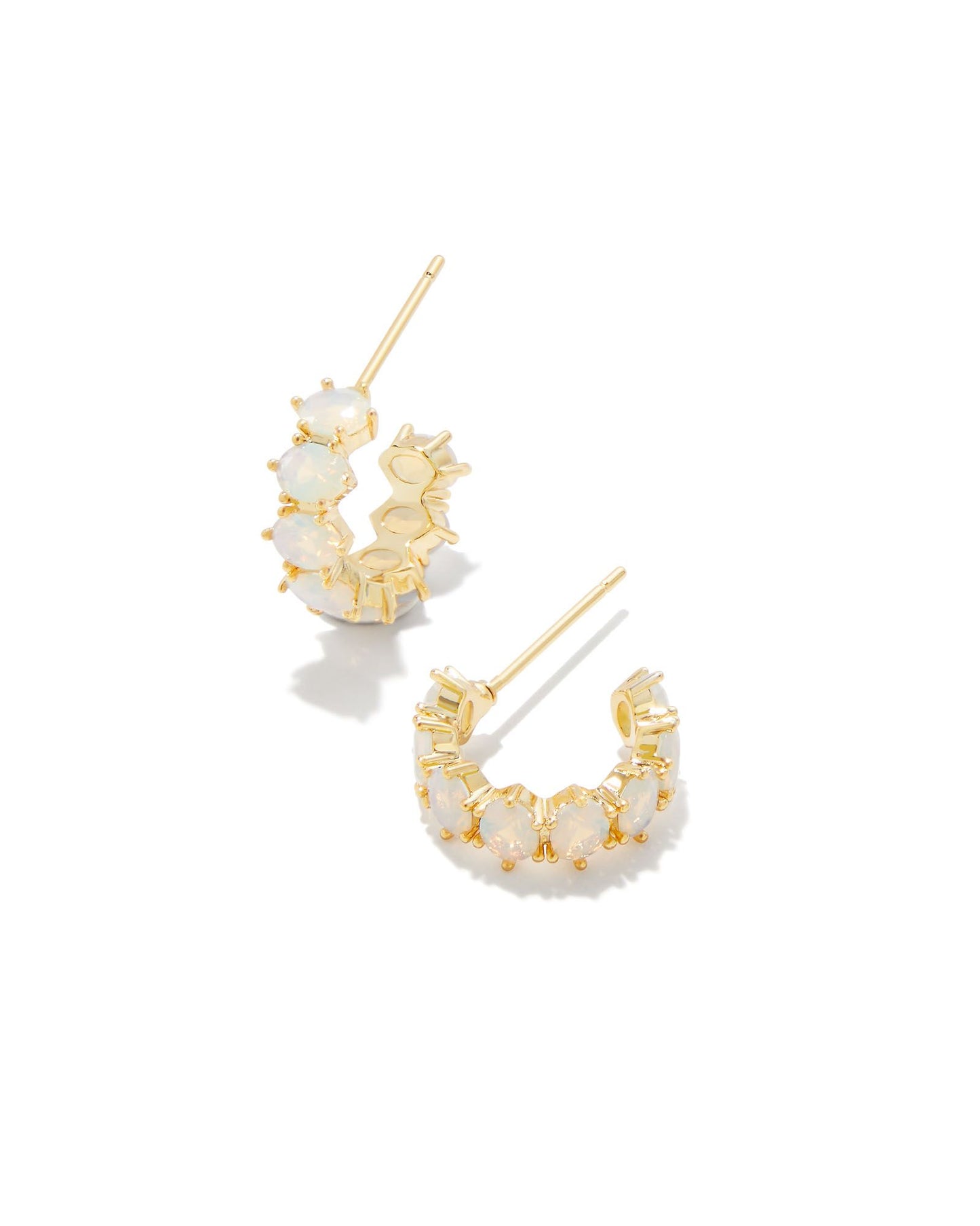 BOUTIQUE KENDRA SCOTT CAILIN CRYSTAL HUGGIE EARRINGS GOLD CHAMPAGNE OPAL CRYSTAL