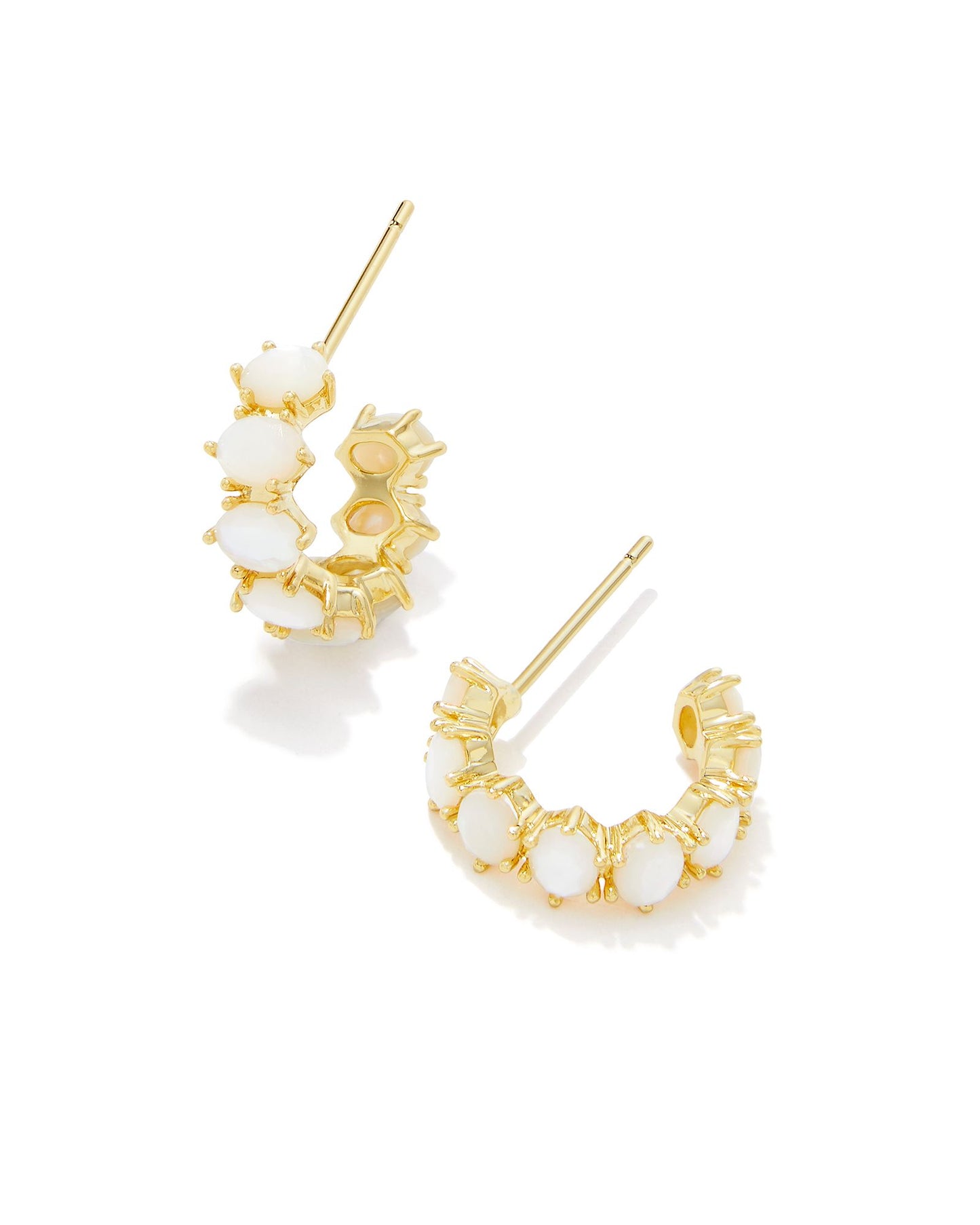 BOUTIQUE KENDRA SCOTT CAILIN CRYSTAL HUGGIE EARRINGS GOLD IVORY MOTHER OF PEARL
