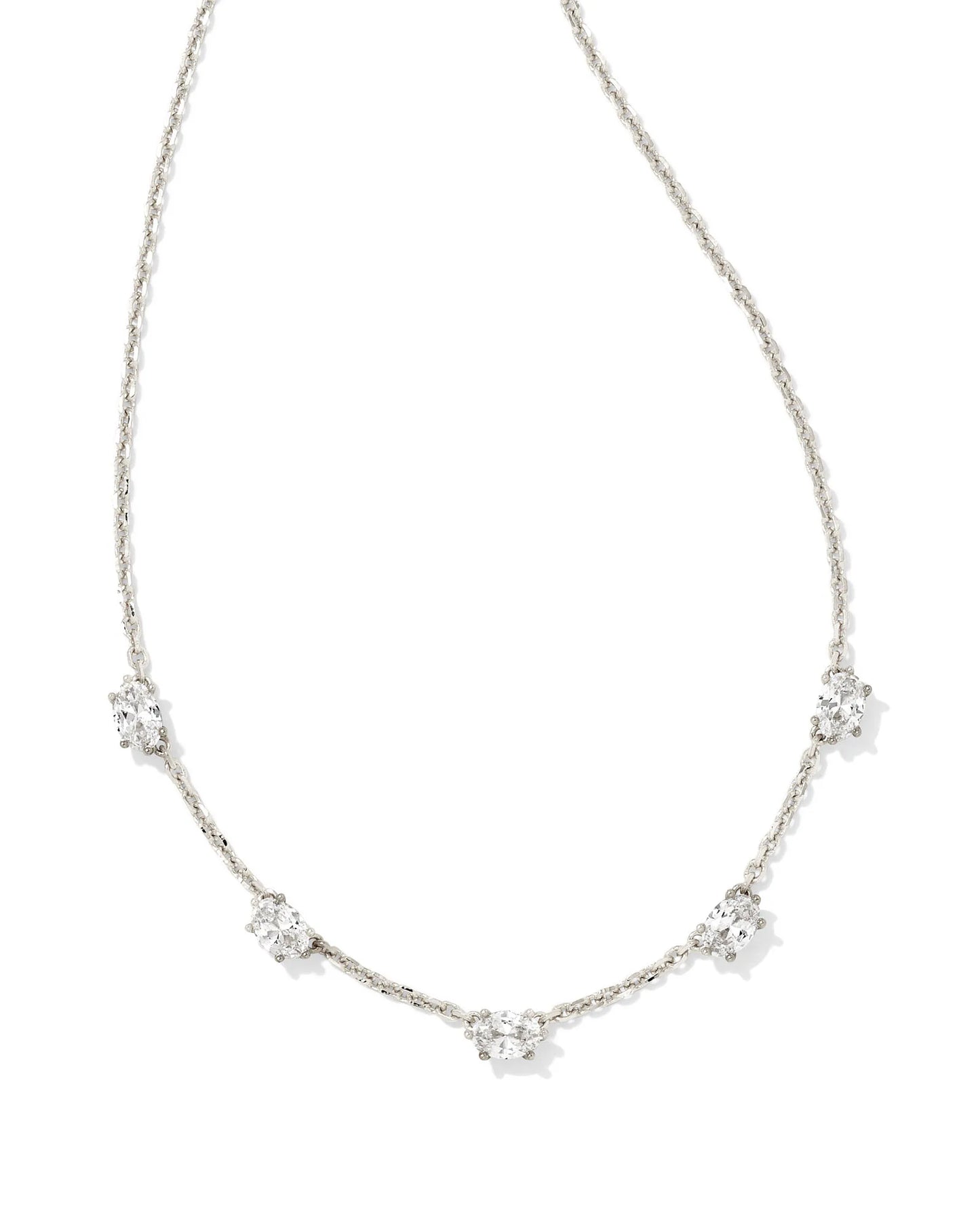 BOUTIQUE KENDRA SCOTT CAILIN CRYSTAL STRAND NECKLACE SILVER WHITE CRYSTAL