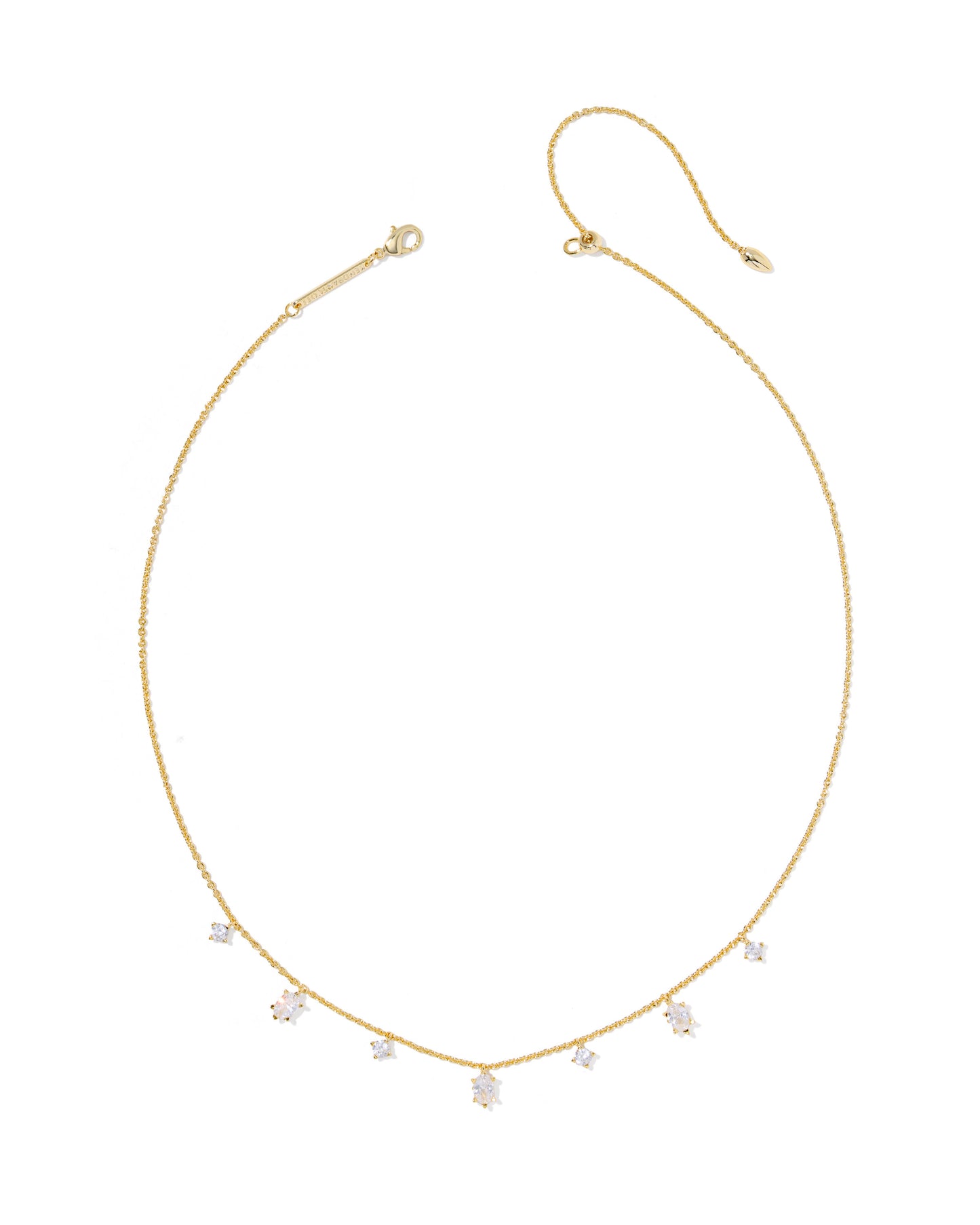 BOUTIQUE KENDRA SCOTT CAILIN GOLD DELICATE STRAND NECKLACE IN WHITE CZ 2