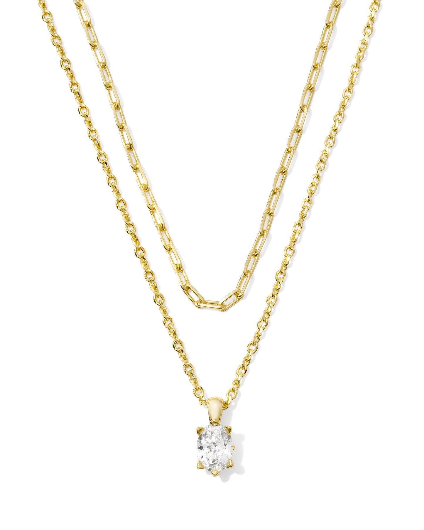 BOUTIQUE KENDRA SCOTT CAILIN GOLD MULTI STRAND NECKLACE IN WHITE CRYSTAL