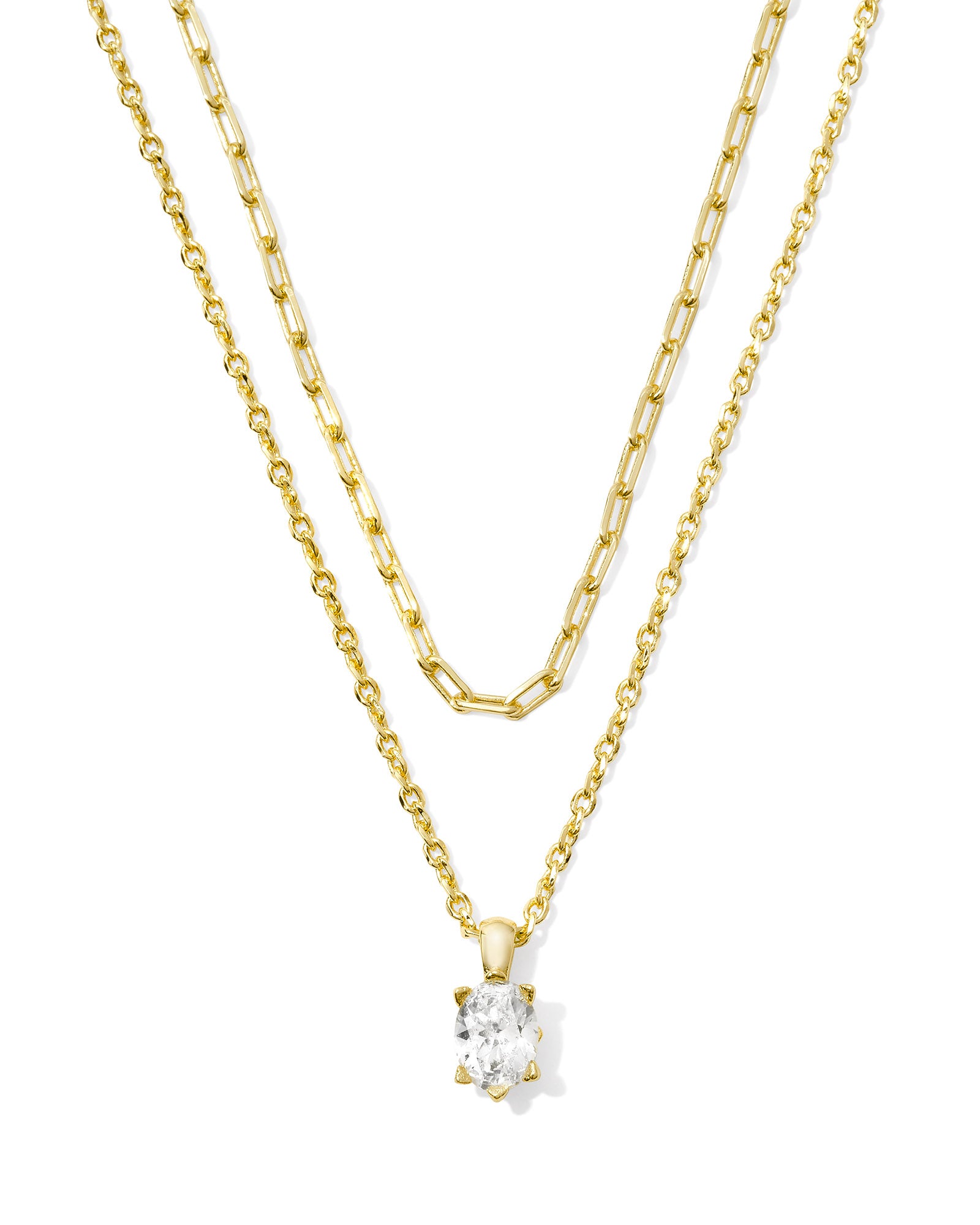BOUTIQUE KENDRA SCOTT CAILIN GOLD MULTI STRAND NECKLACE IN WHITE CRYSTAL