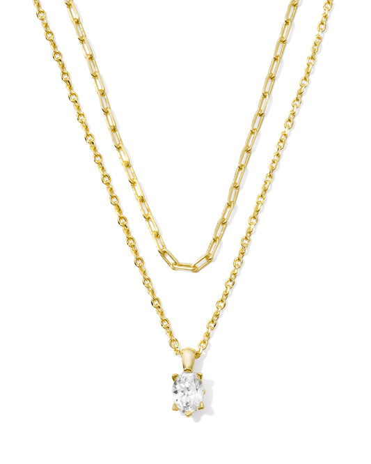 BOUTIQUE KENDRA SCOTT CAILIN GOLD MULTI STRAND NECKLACE IN WHITE CRYSTAL