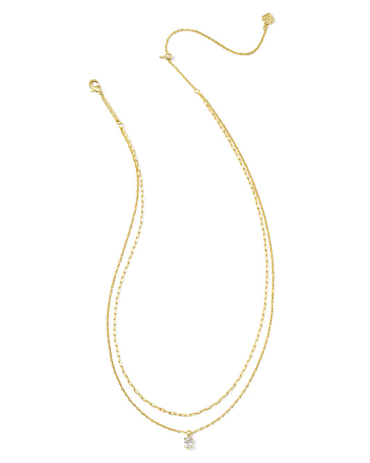 BOUTIQUE KENDRA SCOTT CAILIN GOLD MULTI STRAND NECKLACE IN WHITE CRYSTAL 2