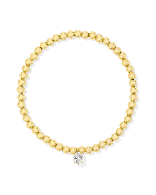BOUTIQUE KENDRA SCOTT CAILIN GOLD STRETCH BRACELET IN WHITE CRYSTAL