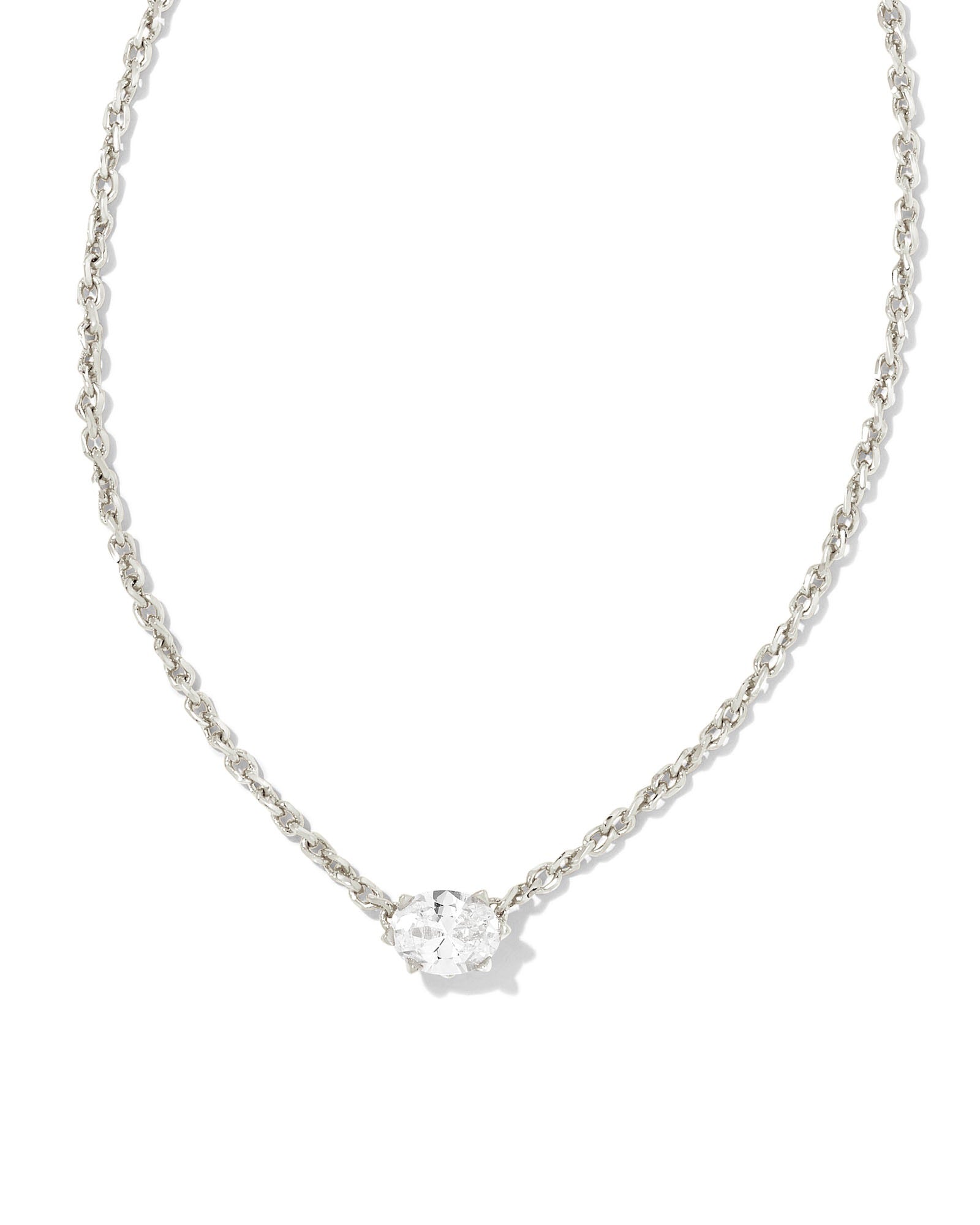 BOUTIQUE KENDRA SCOTT CAILIN SILVER PENDANT NECKLACE WHITE CRYSTAL