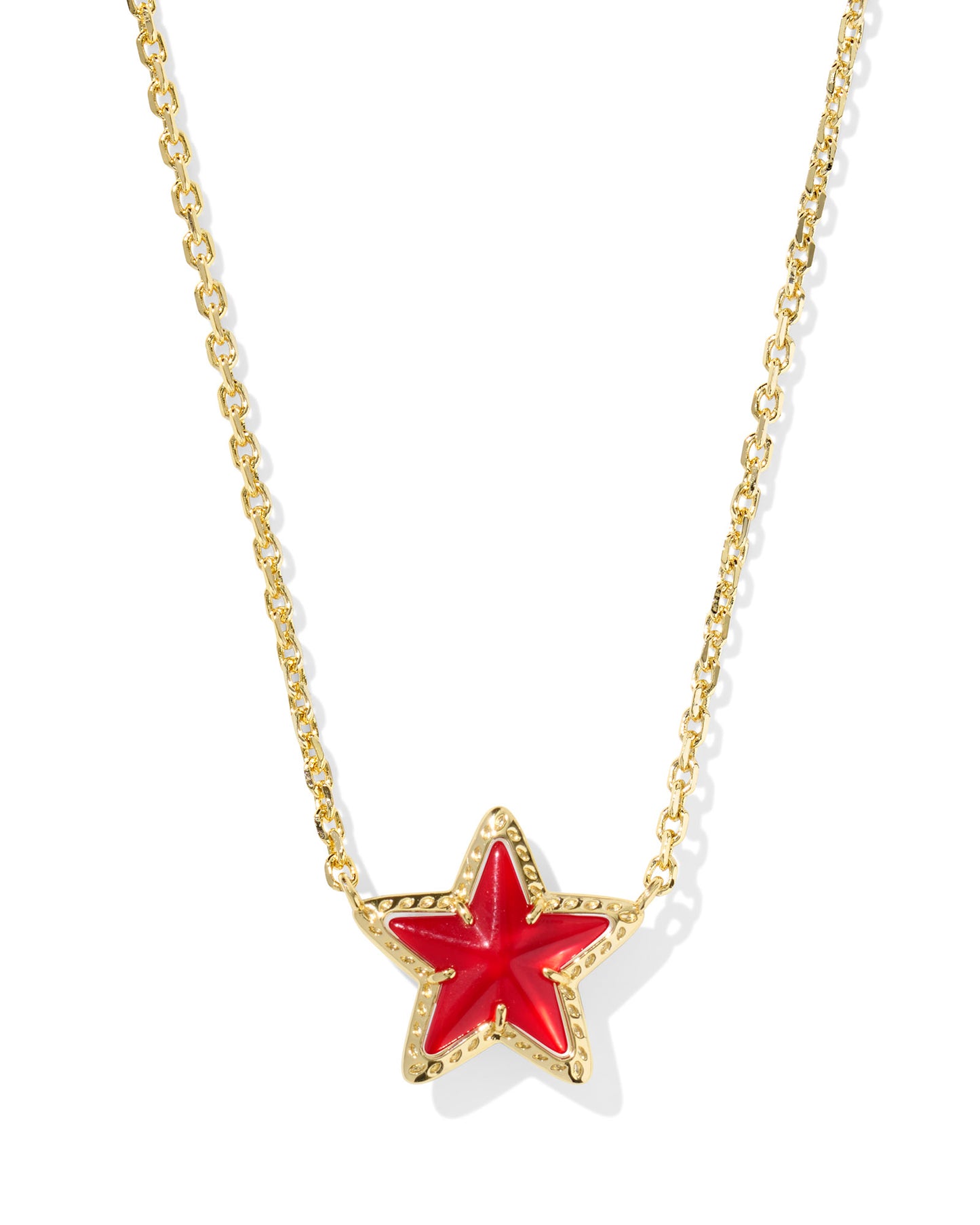 BOUTIQUE KENDRA SCOTT CASSIDY SHORT PENDANT NECKLACE GOLD RED ILLUSION