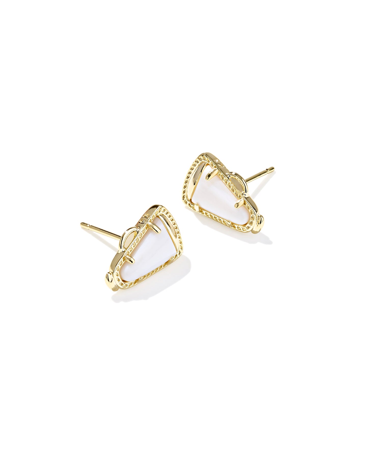 BOUTIQUE KENDRA SCOTT CHEER STUD GOLD EARRINGS IN WHITE MOTHER OF PEARL