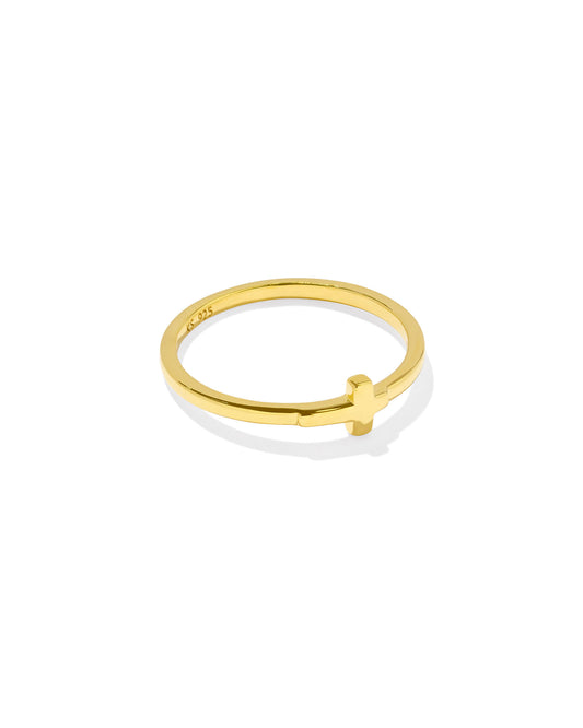 BOUTIQUE KENDRA SCOTT CROSS INLINE BAND RING IN 18K GOLD VERMEIL