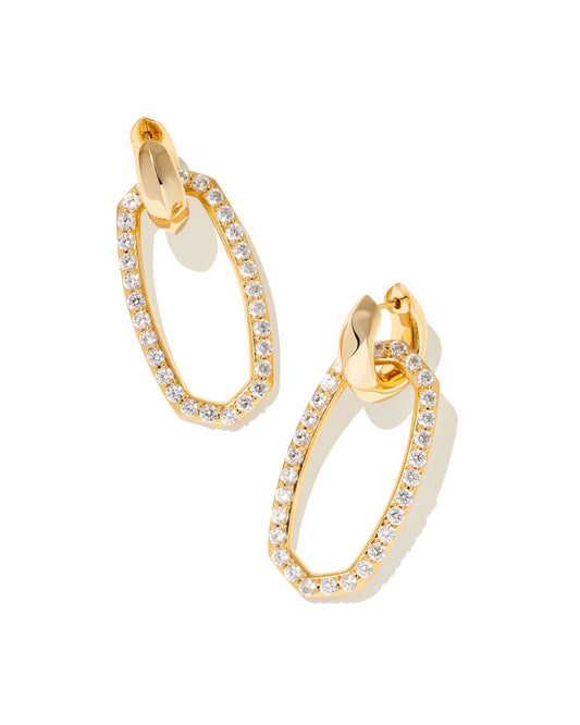 BOUTIQUE KENDRA SCOTT DANIELLE CONVERTIBLE LINK EARRINGS WHITE CRYSTAL