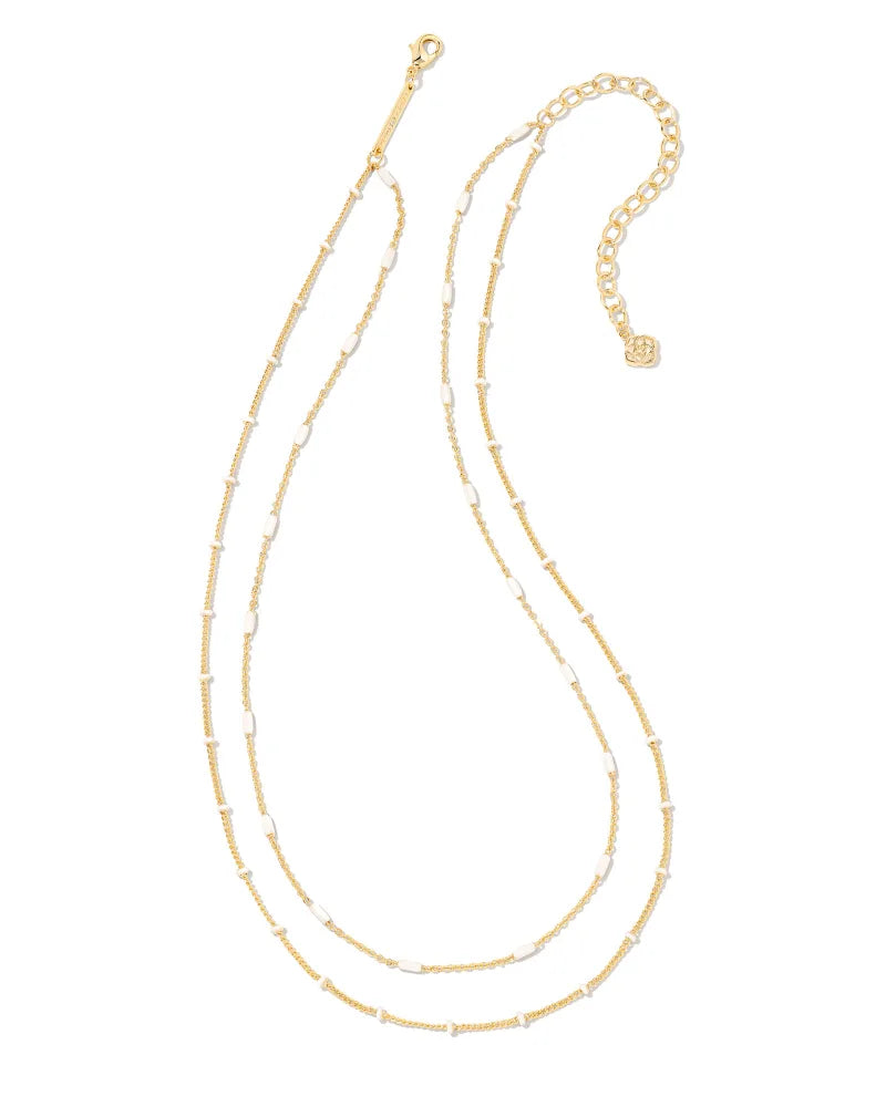 BOUTIQUE KENDRA SCOTT DOTTIE GOLD MULTI STRAND NECKLACE IN WHITE