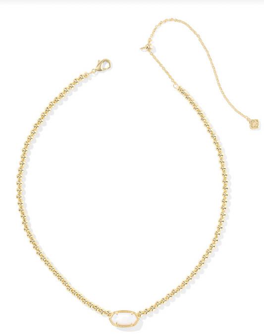 BOUTIQUE  KENDRA SCOTT ELISA BEADED NECKLACE GOLD FRONT IVORY MOTHER OF PEARL