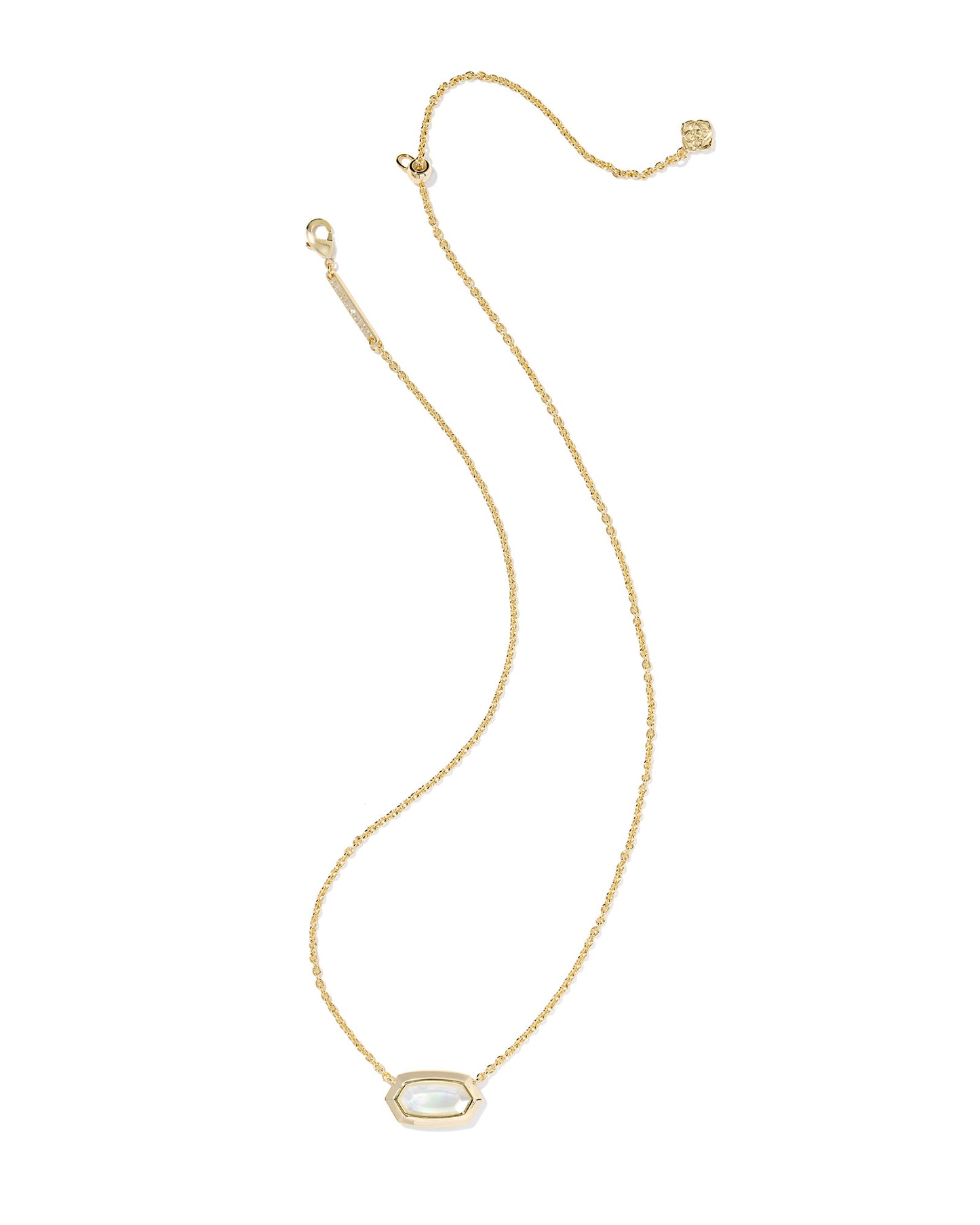BOUTIQUE KENDRA SCOTT ELISA BEZEL GOLD SHORT PENDANT NECKLACE IN IVORY MOTHER OF PEARL 2
