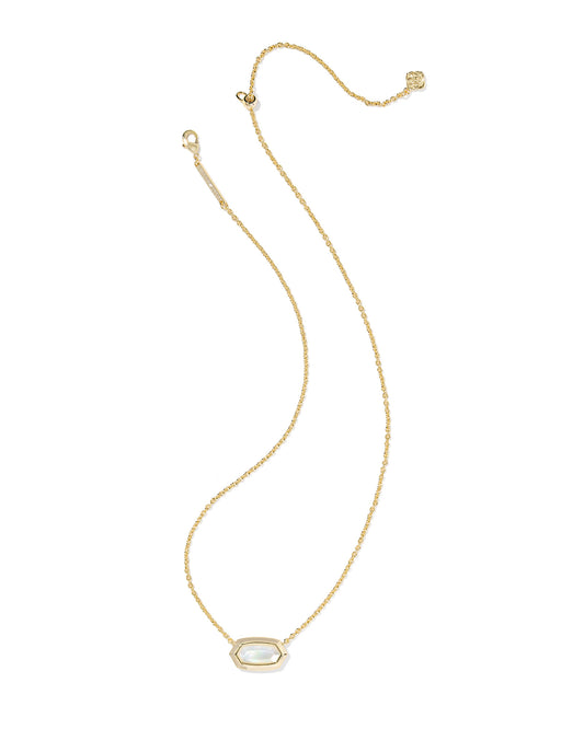 BOUTIQUE KENDRA SCOTT ELISA BEZEL GOLD SHORT PENDANT NECKLACE IN IVORY MOTHER OF PEARL 2