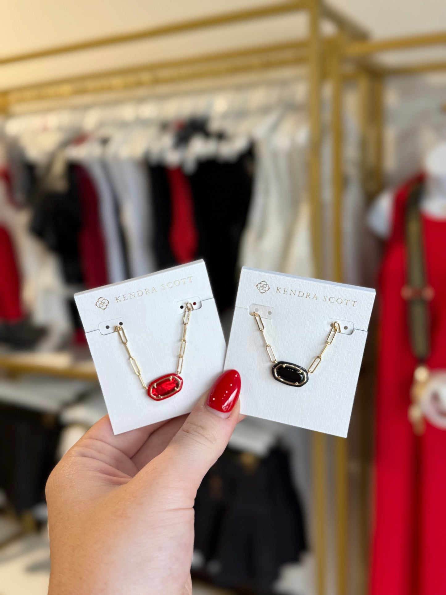 BOUTIQUE KENDRA SCOTT ELISA ENAMEL FRAME GOLD PAPERCLIP NECKLACES