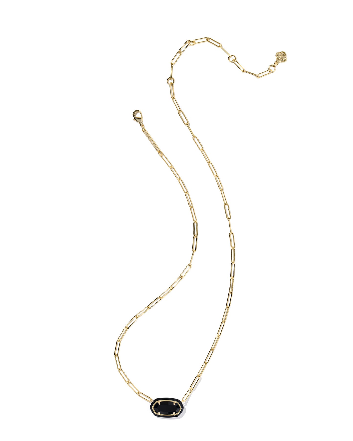 BOUTIQUE KENDRA SCOTT ELISA ENAMEL FRAME GOLD PAPERCLIP NECKLACE BLACK AGATE 2
