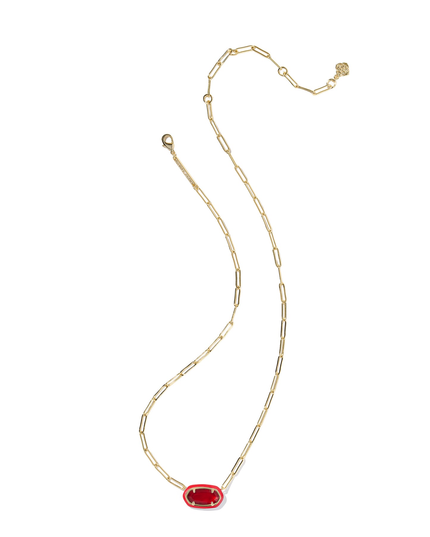 BOUTIQUE KENDRA SCOTT ELISA ENAMEL FRAME GOLD PAPERCLIP NECKLACE RED ILLUSION 2