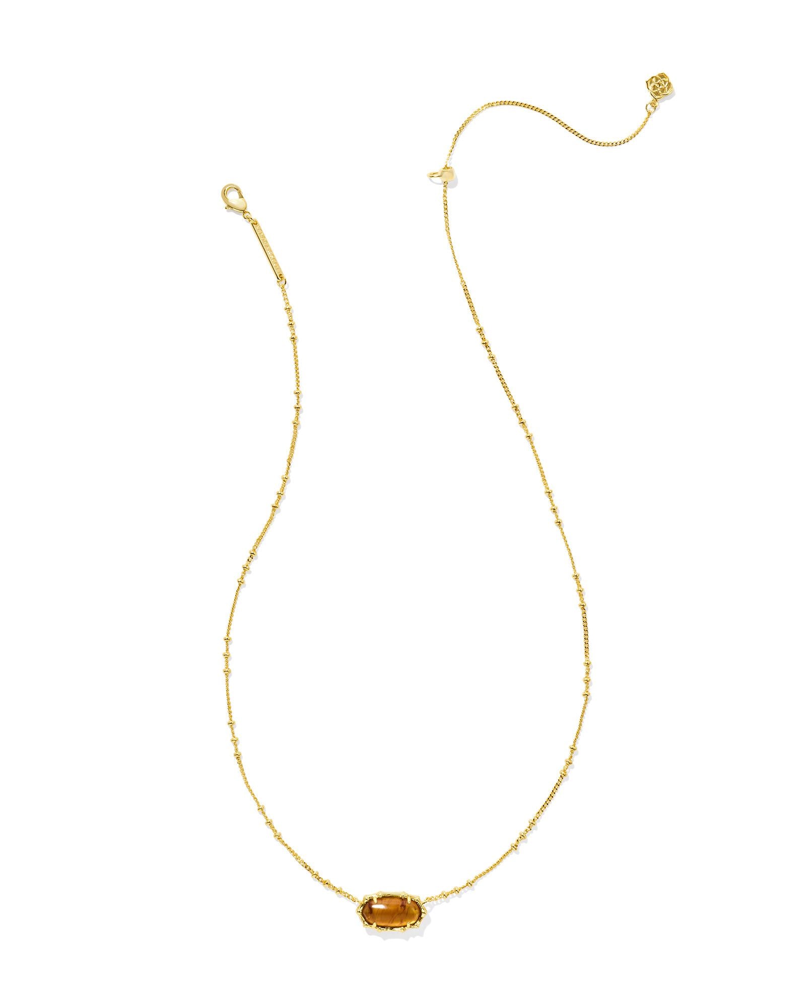 BOUTIQUE KENDRA SCOTT ELISA GOLD BAMBOO FRAME SHORT PENDANT NECKLACE MARBLED AMBER ILLUSION 2