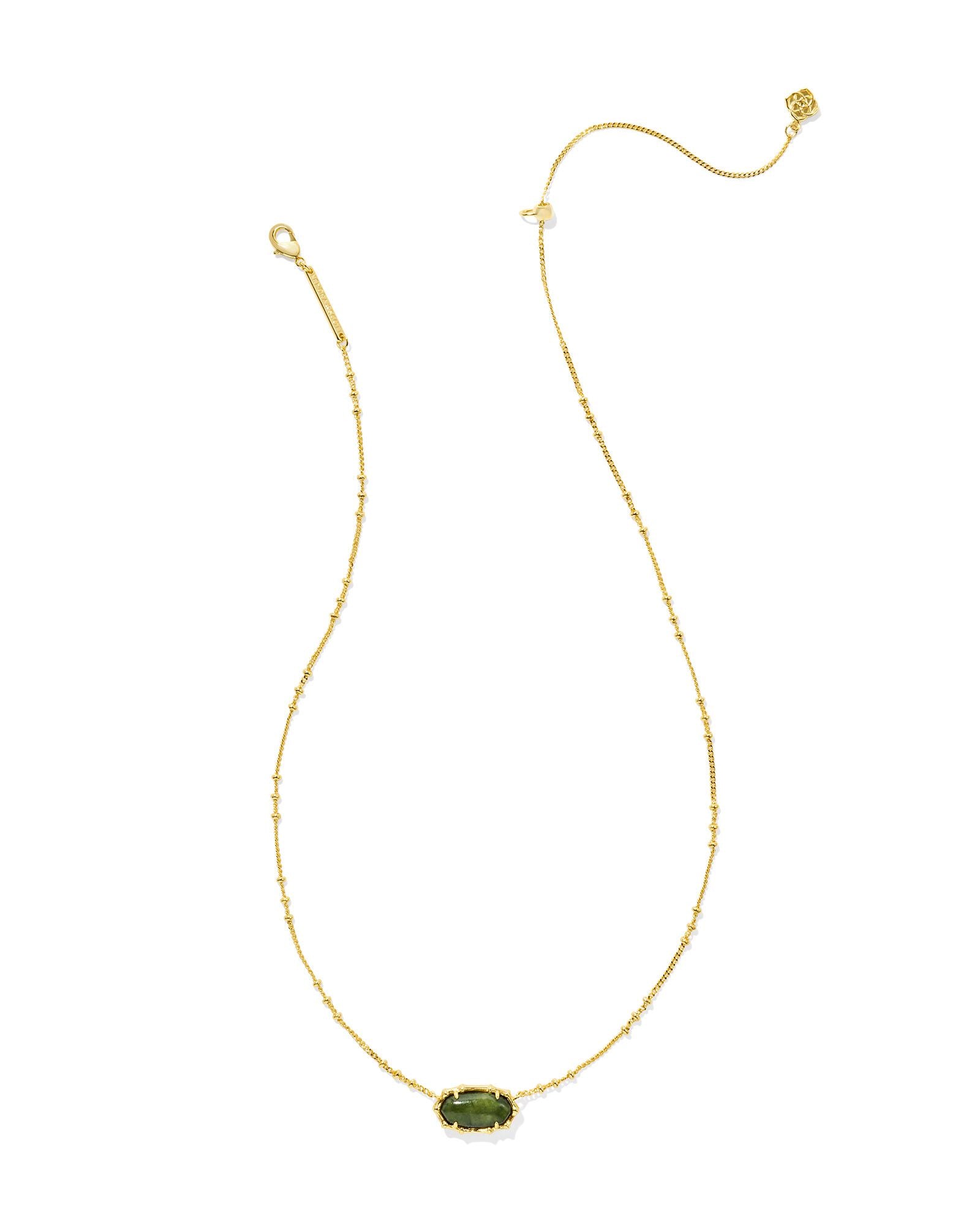 BOUTIQUE KENDRA SCOTT ELISA GOLD BAMBOO FRAME SHORT PENDANT NECKLACE SAGE SERPENTINE 2