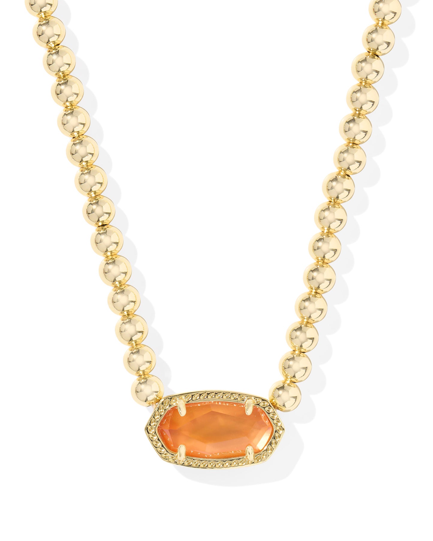 BOUTIQUE KENDRA SCOTT ELISA GOLD BEADED NECKLACE FRONT 2 PAPAYA MOTHER OF PEARL