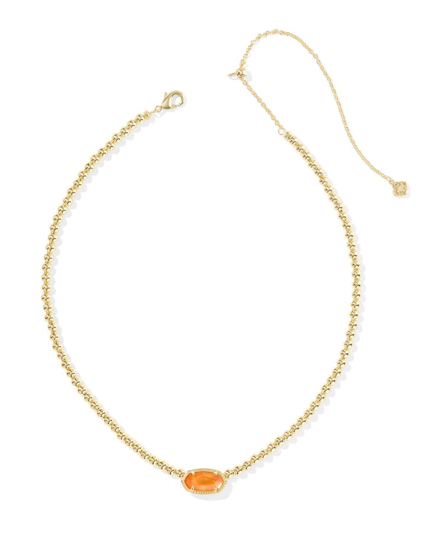 BOUTIQUE KENDRA SCOTT ELISA GOLD BEADED NECKLACE FRONT PAPAYA MOTHER OF PEARL