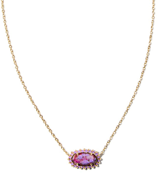 BOUTIQUE KENDRA SCOTT ELISA GOLD COLOR BURST FRAME SHORT PENDANT NECKLACE BRONZED VEINED VIOLET MAGNESITE