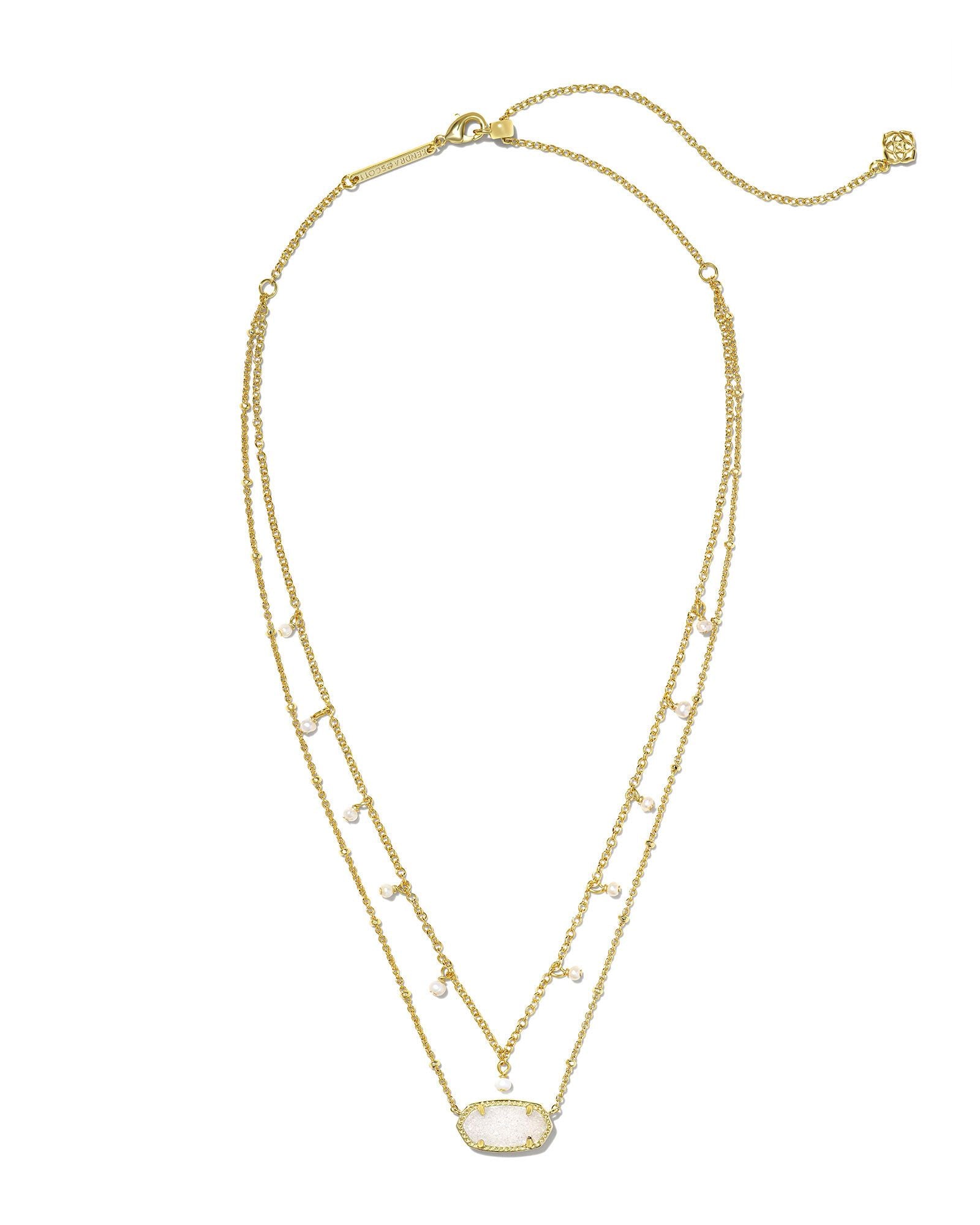 BOUTIQUE KENDRA SCOTT ELISA GOLD PEARL MULTI STRAND IRIDESCENT DRUSY
