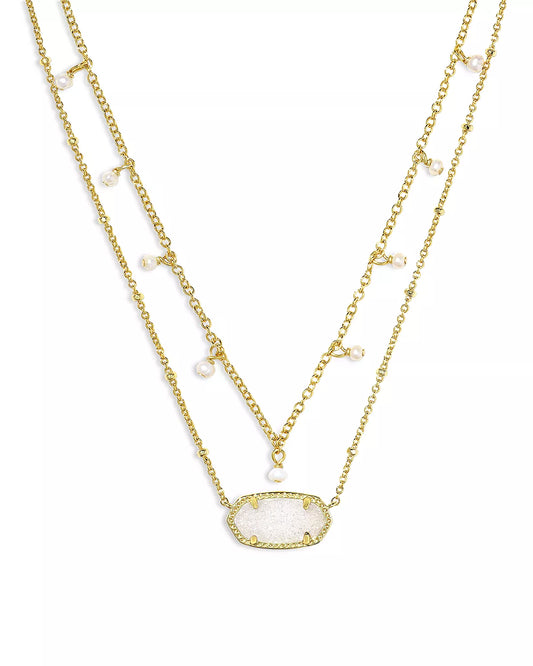 BOUTIQUE KENDRA SCOTT ELISA GOLD PEARL MULTI STRAND IRIDESCENT DRUSY 2