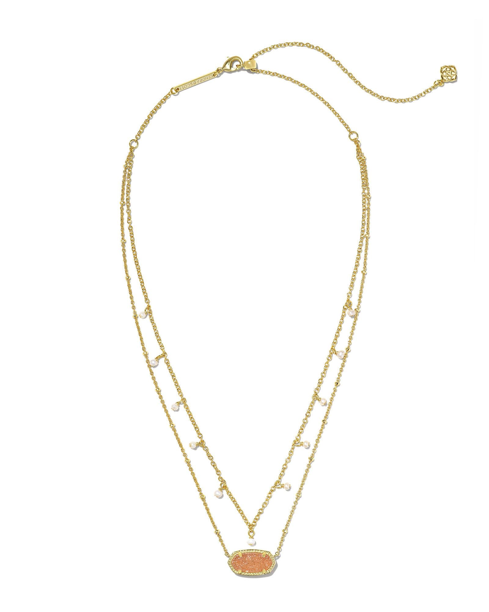 BOUTIQUE KENDRA SCOTT ELISA GOLD PEARL MULTI STRAND SAND DRUSY