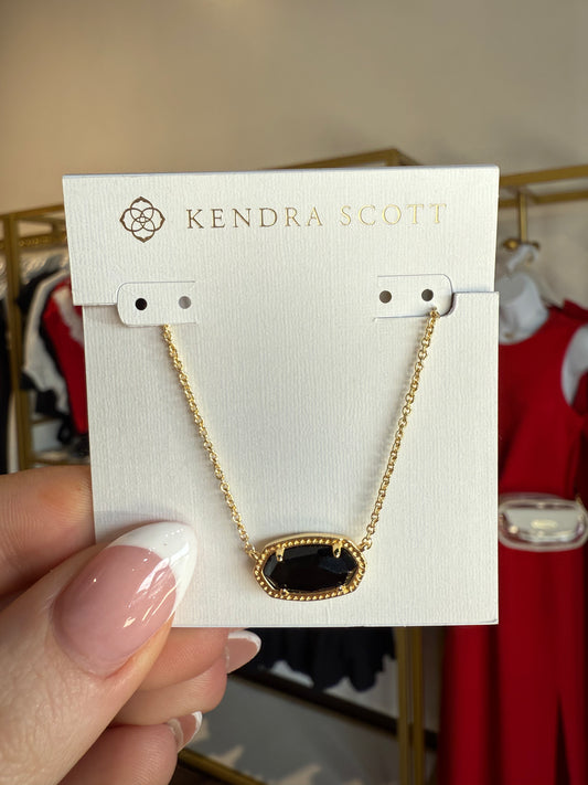 BOUTIQUE KENDRA SCOTT ELISA GOLD SHORT PENDANT NECKLACE BLACK OPAQUE GLASS 2