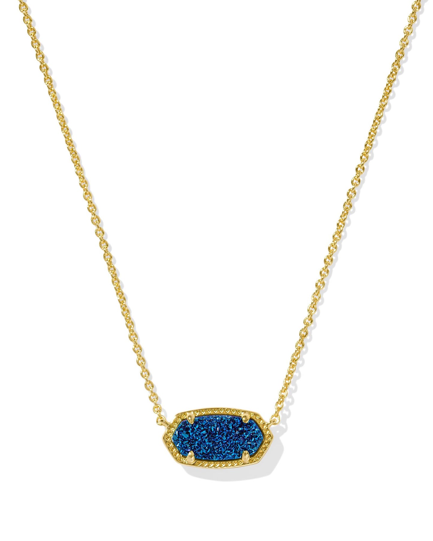 BOUTIQUE KENDRA SCOTT ELISA GOLD SHORT PENDANT NECKLACE BLUE DRUSY