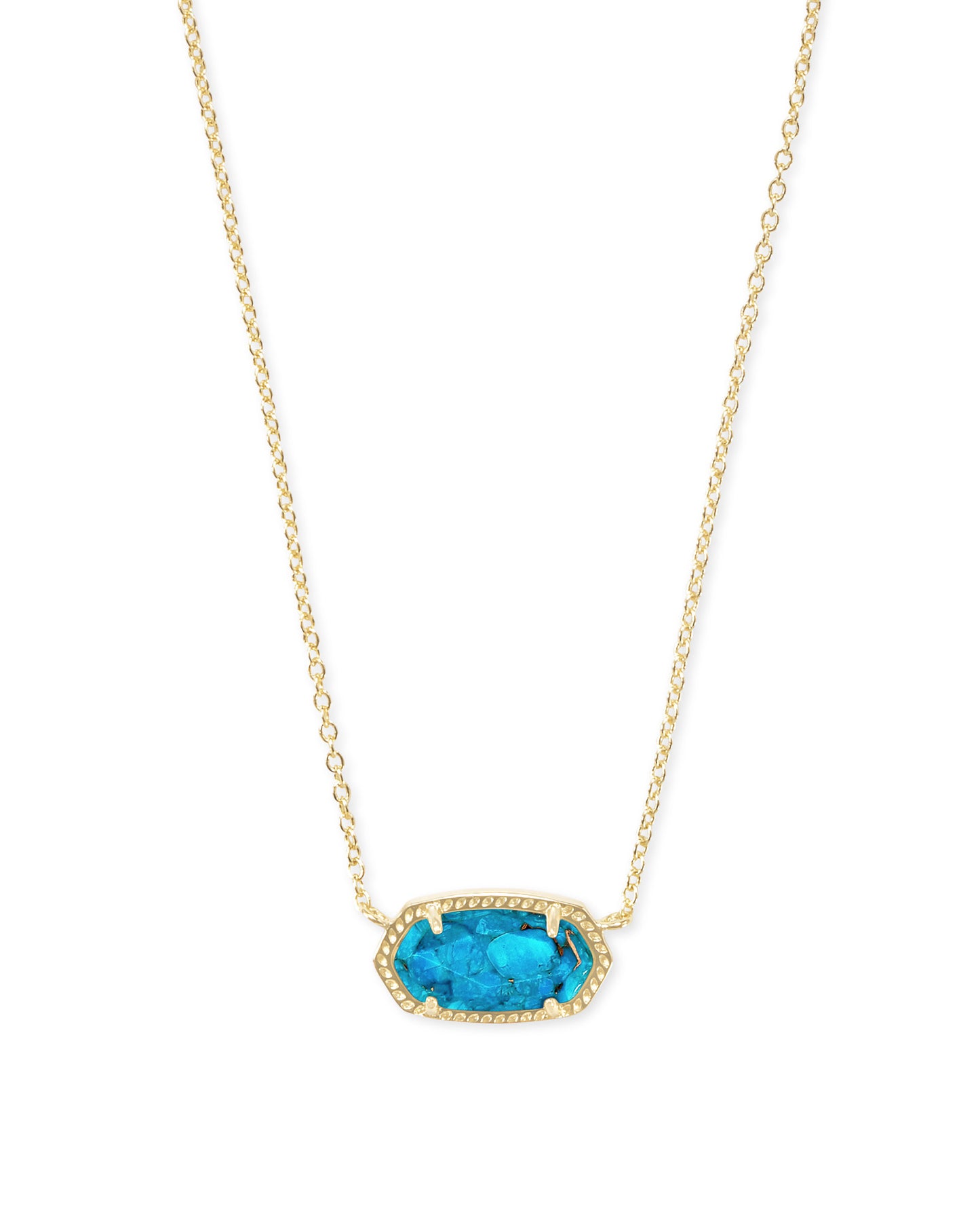 BOUTIQUE KENDRA SCOTT ELISA GOLD SHORT PENDANT NECKLACE BRONZE VEINED TURQUOISE MAGNESITE