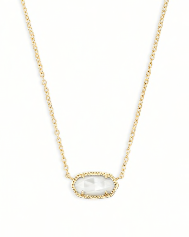 BOUTIQUE KENDRA SCOTT ELISA GOLD SHORT PENDANT NECKLACE IVORY MOTHER OF PEARL