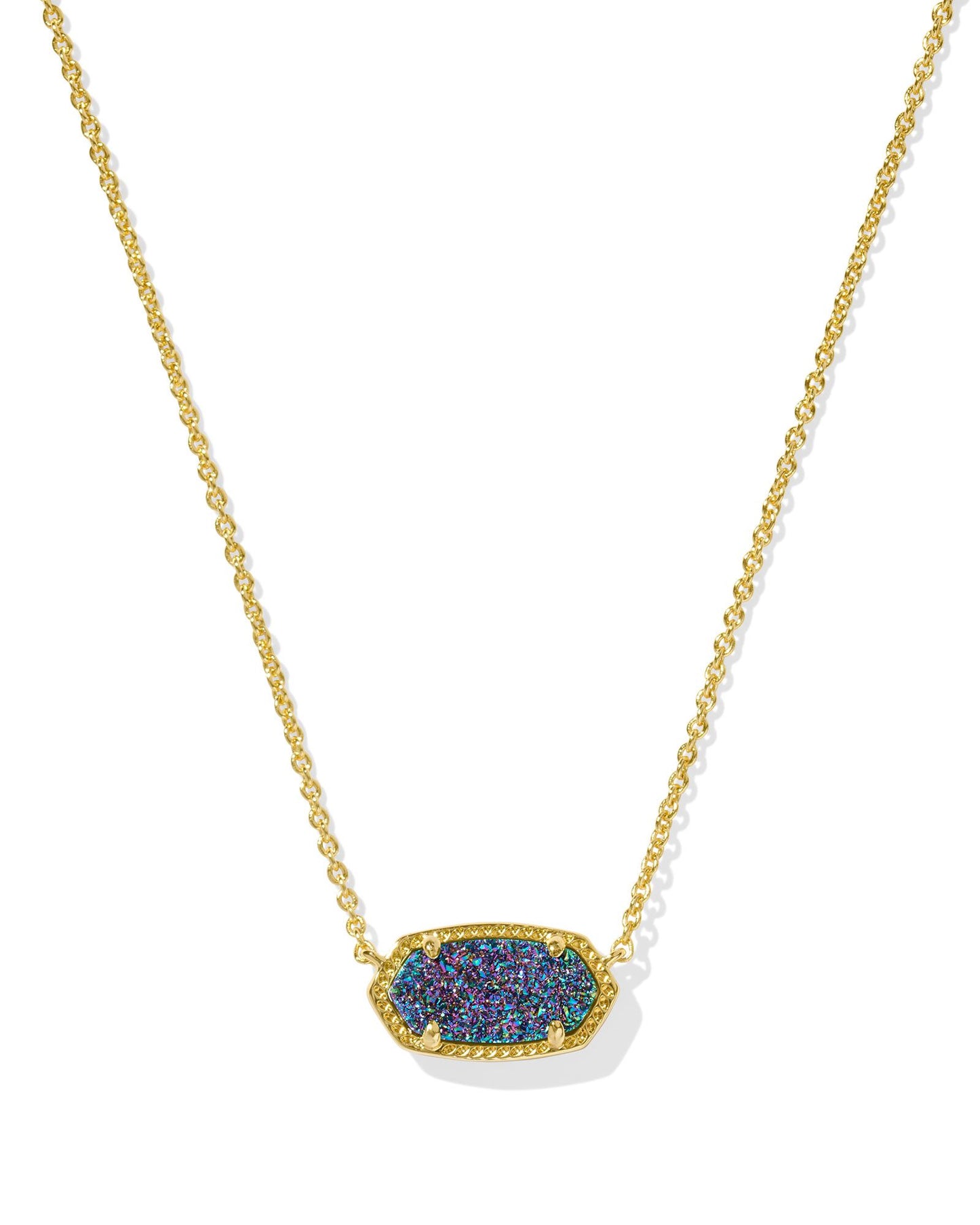 BOUTIQUE KENDRA SCOTT ELISA GOLD SHORT PENDANT NECKLACE MULTI DRUSY